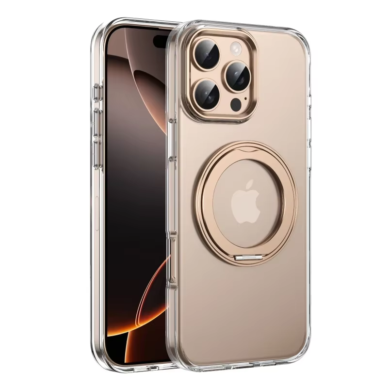 Capa Giratória 360° Dourada com Suporte Magnético para iPhone