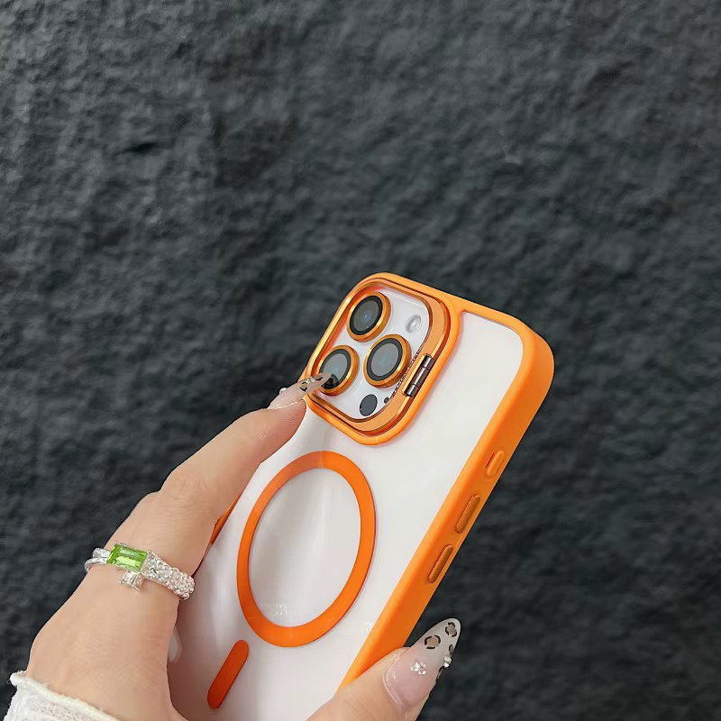 Capa Antichoque Laranja com Proteção de Lente para iPhone