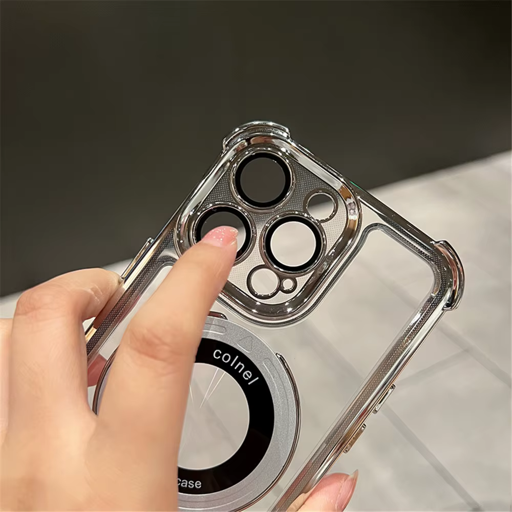 Capa Transparente com Suporte Metálico Dobrável para iPhone