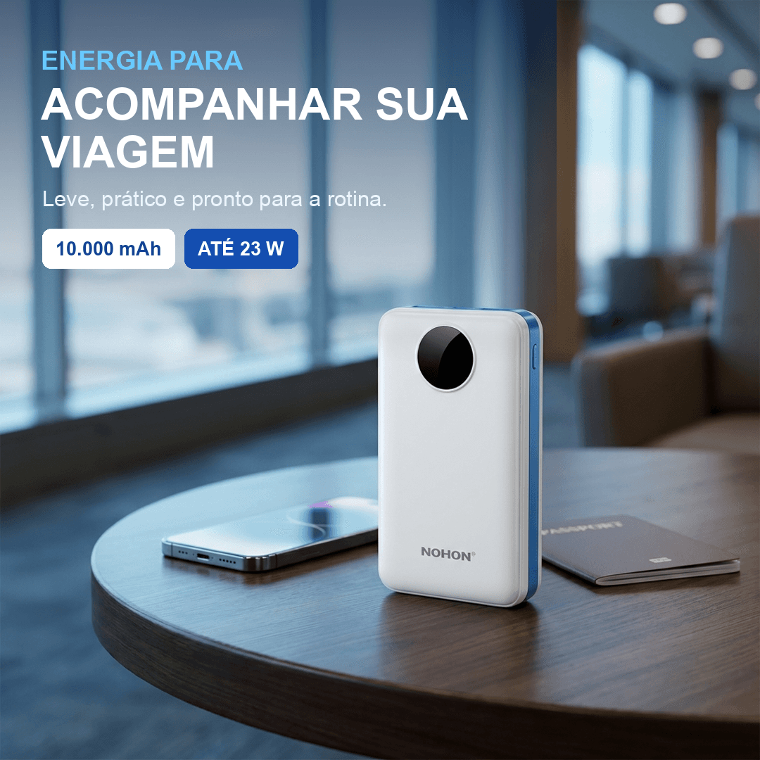 Power Bank NOHON 10000mAh 23W com Display Digital