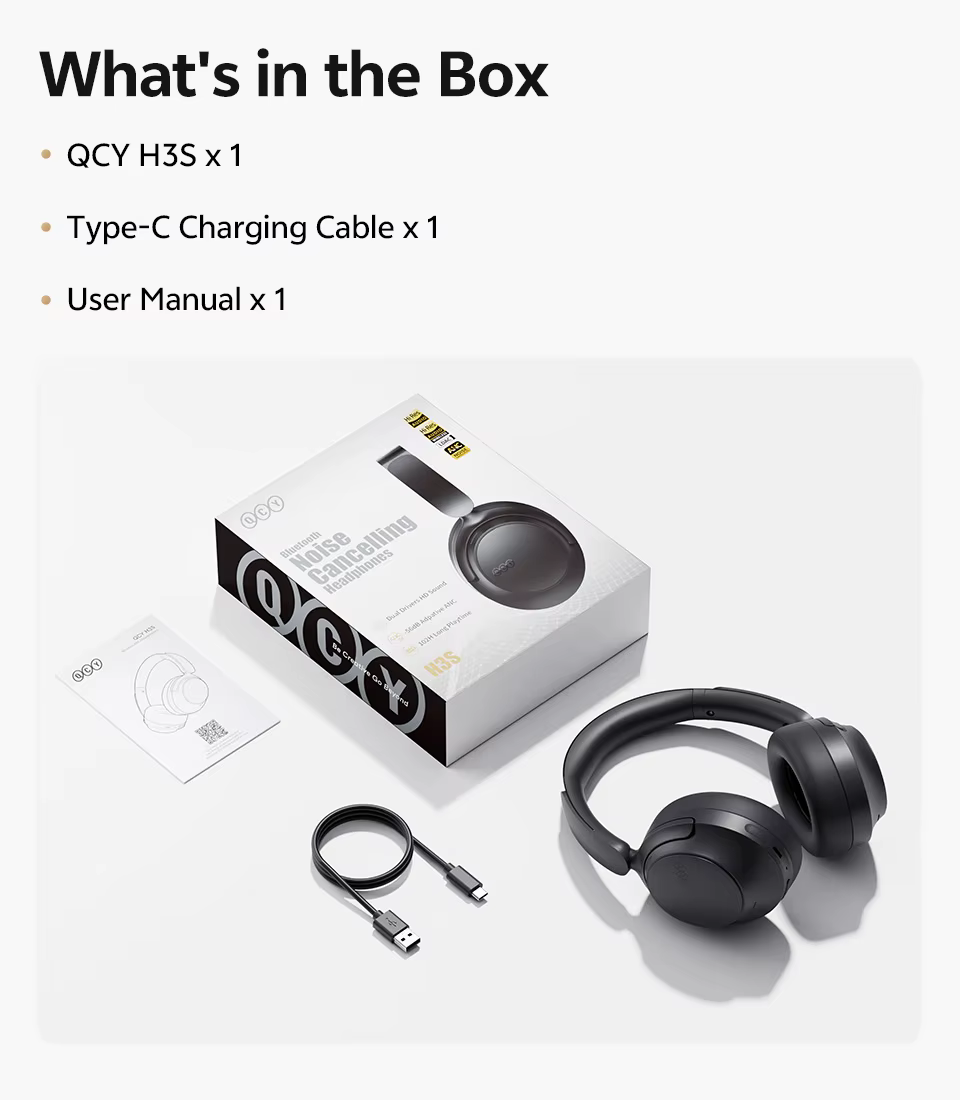 QCY H3S — Fone Over-Ear com ANC Adaptativo -56dB e Bluetooth 6.0 - Imagem 3